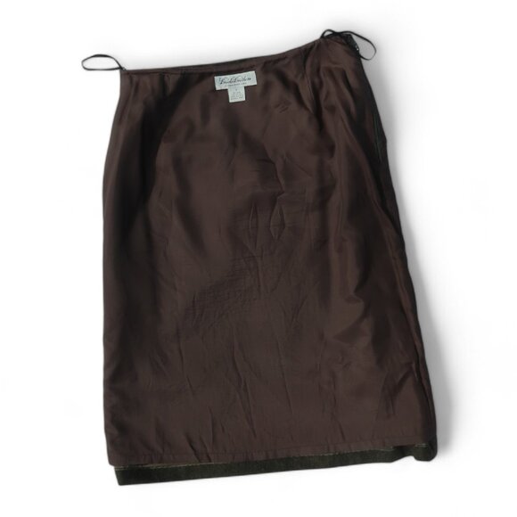 Brooks Brothers Green Wool Knee-Length Pencil Skirt with Striped Hem - Picture 5 of 7